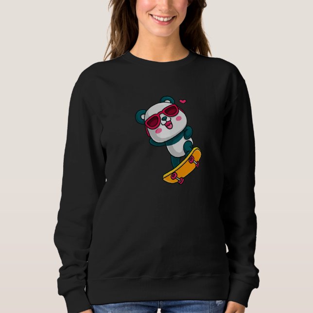 Skateboarding Panda Bear Cool Panda Skateboard Ska Sweatshirt (Front)