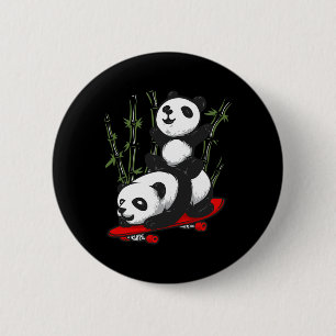 Skateboarding Panda Bear Wild Funny Panda Skateboa 6 Cm Round Badge