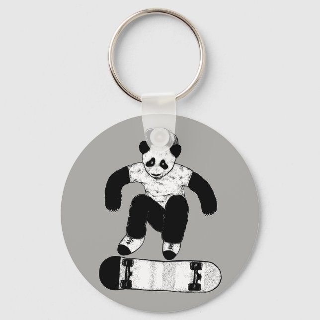 Skateboarding Panda Key Ring (Front)