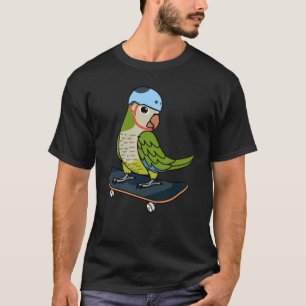 Skateboarding Parrot I Green Monk Parakeet Quaker T-Shirt