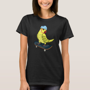 Skateboarding Parrot I Yellow Indian Ringneck T-Shirt