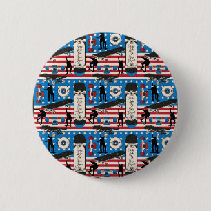 Skateboarding Patriotic USA Skateboarder 6 Cm Round Badge