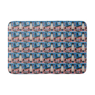Skateboarding Patriotic USA Skateboarder Bath Mat