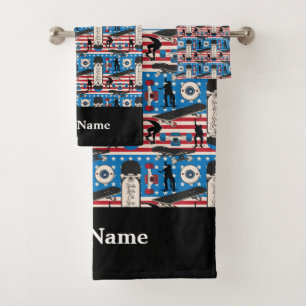 Skateboarding Patriotic USA Skateboarder Bath Towel Set