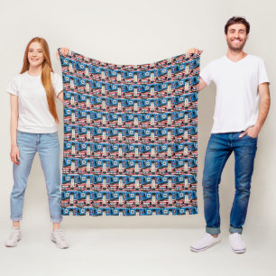 Skateboarding Patriotic USA Skateboarder Fleece Blanket