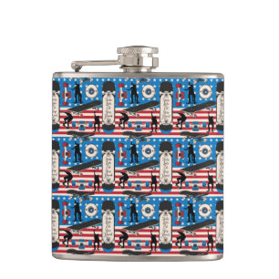 Skateboarding Patriotic USA Skateboarder Hip Flask