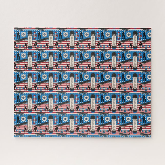 Skateboarding Patriotic USA Skateboarder Jigsaw Puzzle (Horizontal)