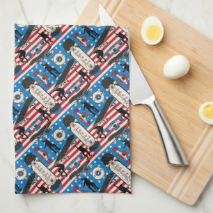 Skateboarding Patriotic USA Skateboarder Tea Towel