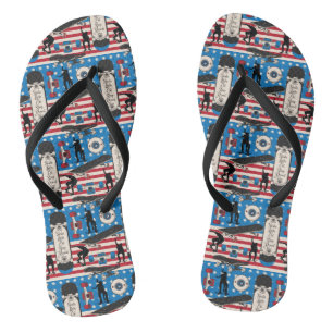 Skateboarding Patriotic USA Skateboarder Thongs