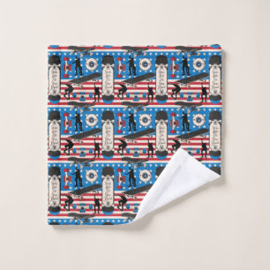Skateboarding Patriotic USA Skateboarder Wash Cloth