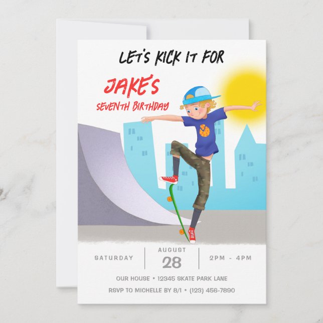 Skateboarding Photo Skate Park Boy Birthday Party Invitation (Front)