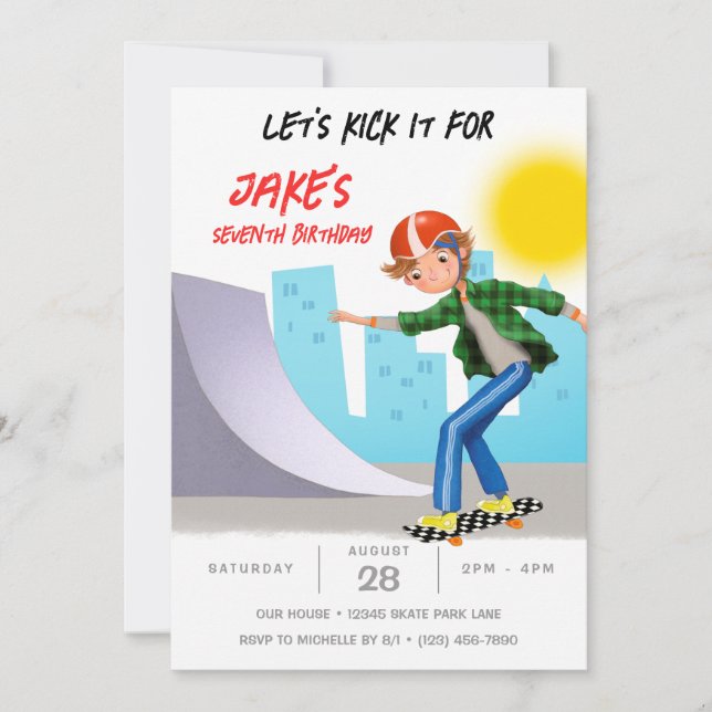 Skateboarding Photo Skate Park Boy Birthday Party Invitation (Front)