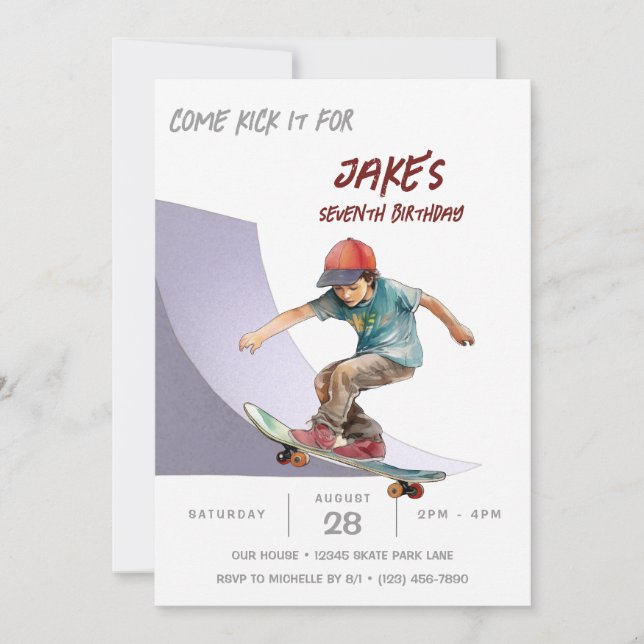 Skateboarding Photo Skate Park Boys Birthday Party Invitation (Front)