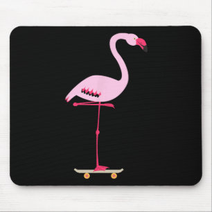 Skateboarding Pink Flamingo Cool Funny Graphic Mouse Pad