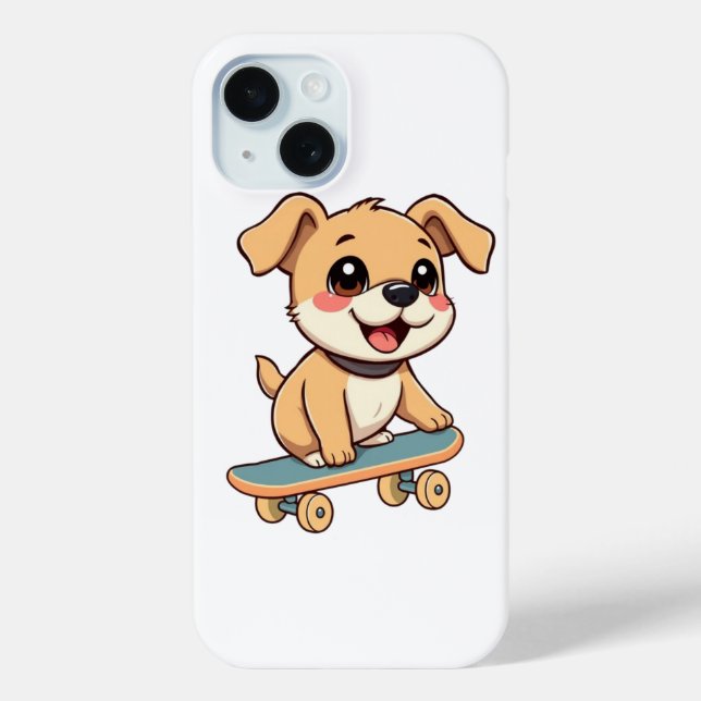 Skateboarding Puppy 🛹 Cute Dog Cartoon T-Shirt De Case-Mate iPhone Case (Back)