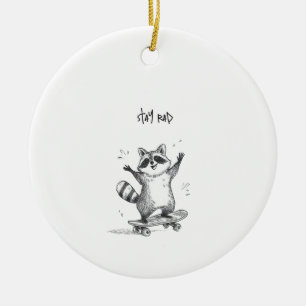 Skateboarding Raccoon – Cute Funny Skateboard Ceramic Ornament