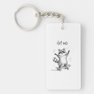 Skateboarding Raccoon – Cute Funny Skateboard Key Ring