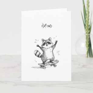 Skateboarding Racoon – Cute Funny Skateboard Card