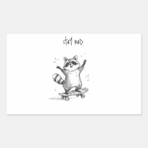 Skateboarding Racoon – Cute Funny Skateboard Rectangular Sticker