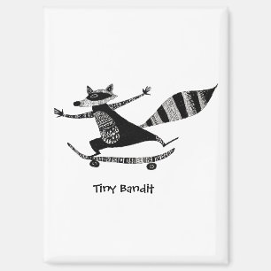 Skateboarding Racoon – Whimsical Racoon Animal  Magnet