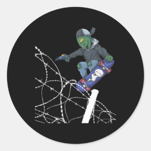 Skateboarding Rbed-wire Alien-skateboarder Classic Round Sticker