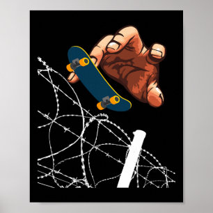 Skateboarding Rbed-wire Skateboarder Fingerboardin Poster