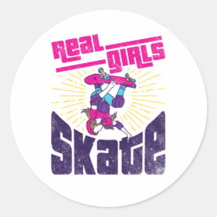 Skateboarding Real Girls Skate Classic Round Sticker