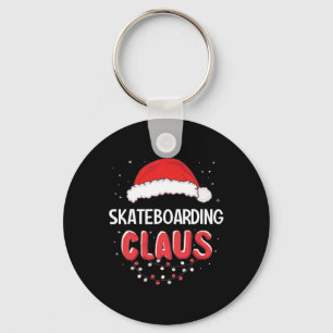 Skateboarding Santa Claus Christmas Matching Costu Key Ring