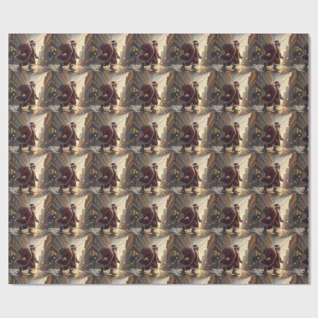 Skateboarding Santa Wrapping Paper (Flat)