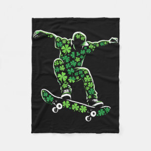 Skateboarding Shamrocks Boys Kids Mens St Patricks Fleece Blanket