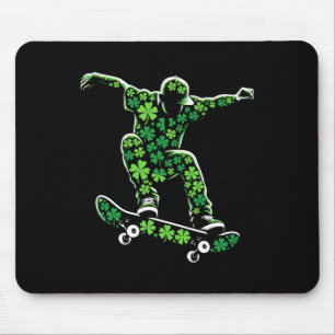 Skateboarding Shamrocks Boys Kids Mens St Patricks Mouse Pad