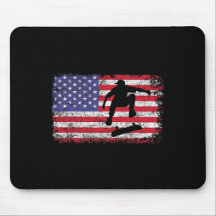 Skateboarding Shirt Skate Board American Flag Tee Mouse Pad