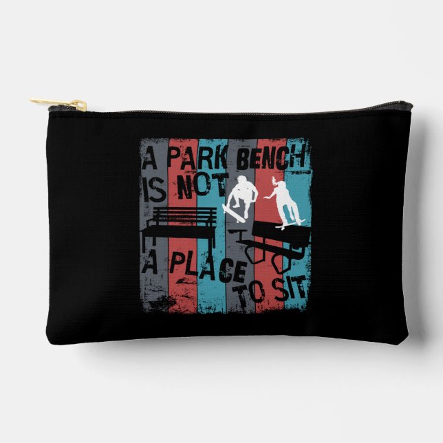Skateboarding - Skateboarder Funny Park Bench Accessory Pouch (Front)