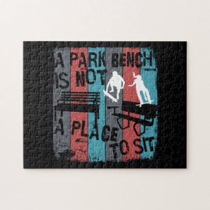 Skateboarding - Skateboarder Funny Park Bench Jigsaw Puzzle