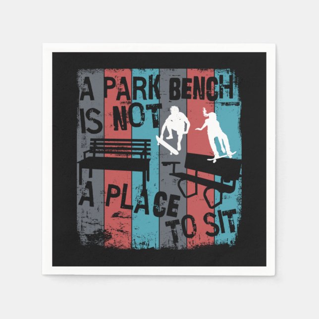 Skateboarding - Skateboarder Funny Park Bench Napkin (Front)