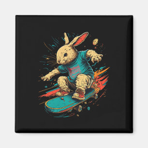 Skateboarding Skater For Teens Boy Girl Bunny East Magnet