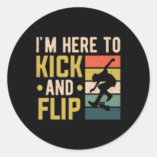 Skateboarding Skater Kick And Flip Skateboard Classic Round Sticker
