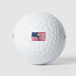 Skateboarding Skater Skate Board American Flag Golf Balls