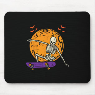Skateboarding Skeleton Funny Halloween Skater Men Mouse Pad