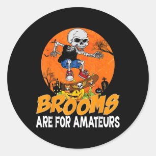 Skateboarding Skeleton Halloween Skater Skateboard Classic Round Sticker