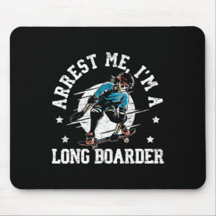 Skateboarding Skeleton Longboard Distressed Mouse Pad