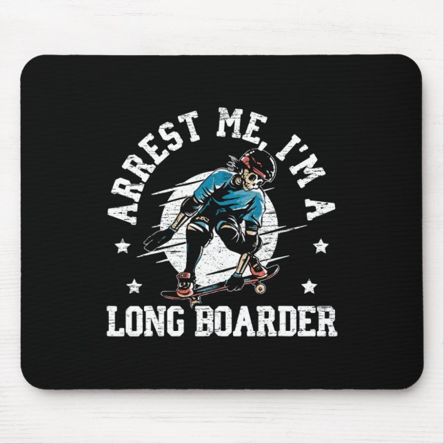 Skateboarding Skeleton Longboard Distressed  Mouse Pad (Front)