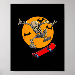 Skateboarding Skeleton Men Boys Skater Skateboard Poster