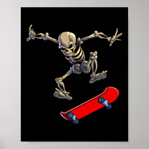 Skateboarding Skeleton Men Boys Skater Skateboard Poster