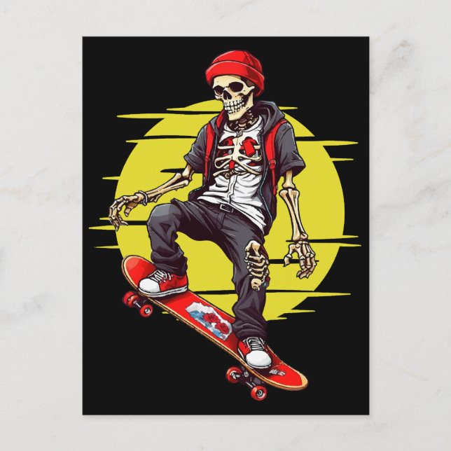 Skateboarding Skeleton Postcard (Front)