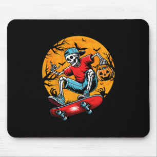 Skateboarding Skeleton Pumpkin Funny Skateboard Ha Mouse Pad