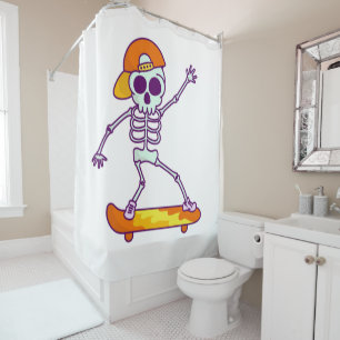 Skateboarding Skeleton Shower Curtain
