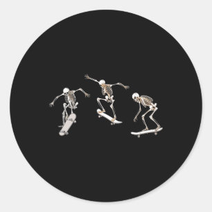 Skateboarding Skeleton Skater Bones Tricks Classic Round Sticker