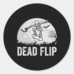 Skateboarding Skeleton Skater Halloween Dead Flip  Classic Round Sticker