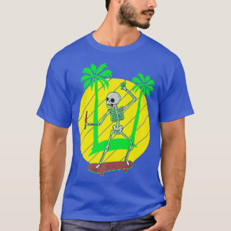 Skateboarding Skeleton Skater Skateboard Palm tree T-Shirt